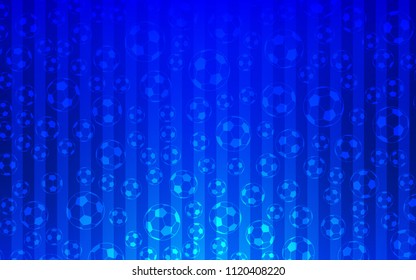 Light BLUE vector template with soccer symbols. Illustration with set of soccer balls on gradiental backdrop. Pattern for promotion of soccer games.