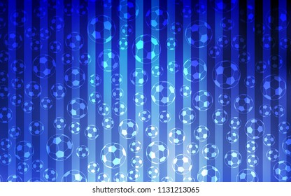 Light BLUE vector template with soccer symbols. Illustration with set of soccer balls on gradiental backdrop. Pattern for booklets, leaflets of soccer turnament.