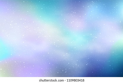Light BLUE vector template with space stars. Blurred decorative design in simple style with galaxy stars. Template for cosmic backgrounds.