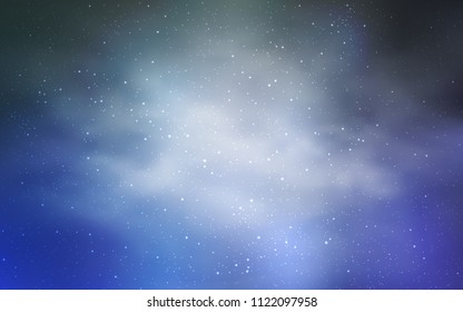 Light BLUE vector template with space stars. Glitter abstract illustration with colorful cosmic stars. Template for cosmic backgrounds.