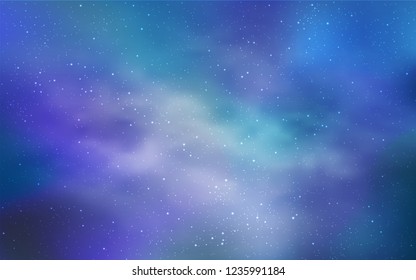 Light BLUE vector template with space stars. Glitter abstract illustration with colorful cosmic stars. Pattern for futuristic ad, booklets.