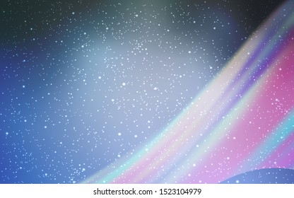 Light BLUE vector template with space stars. Glitter abstract illustration with colorful cosmic stars. Template for cosmic backgrounds.