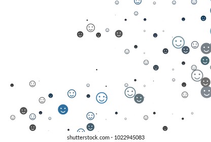 Light BLUE vector template with sweet snacks. Colorful gradient Smiles on white background. Design for positive ad, poster, banner.
