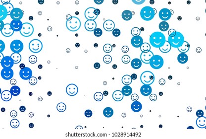Light BLUE vector template with sweet snacks. Beautiful colored illustration with smiles in simple style. Template for cheerful greeting postcards.