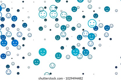 Light BLUE vector template with sweet snacks. Colorful gradient Smiles on white background. Pattern for carnival, festival fun leaflets.