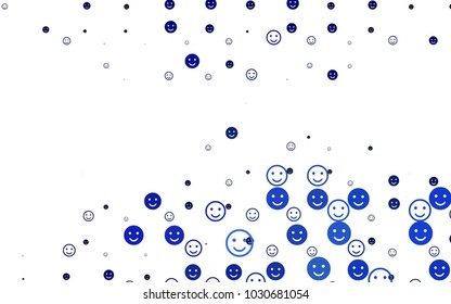 Light BLUE vector template with sweet snacks. Decorative shining illustration with smiles on white template. Pattern for ad, booklets, leaflets of celebrations.