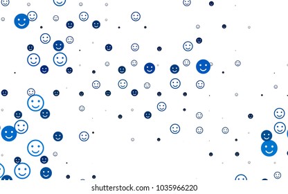 Light BLUE vector template with sweet snacks. Colorful gradient Smiles on white background. Pattern for ad, booklets, leaflets of celebrations.