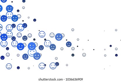 Light BLUE vector template with sweet snacks. Illustration with set of smiles in simple style. Beautiful design for your business advert.