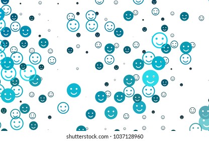 Light BLUE vector template with sweet snacks. Beautiful colored illustration with smiles in simple style. Design for positive ad, poster, banner.
