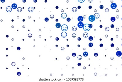 Light BLUE vector template with sweet snacks. Beautiful colored illustration with smiles in simple style. Beautiful design for your business advert.