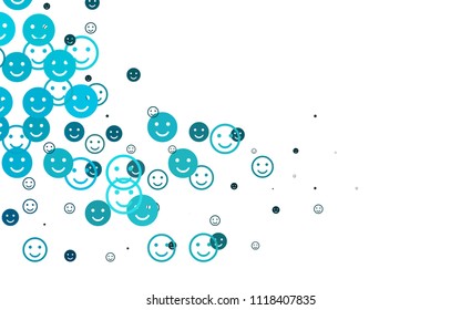 Light BLUE vector template with sweet snacks. Decorative shining illustration with smiles on white template. Pattern for ad, booklets, leaflets of celebrations.