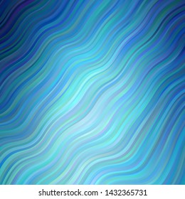 Light BLUE vector template with wry lines. Abstract illustration with gradient bows. Pattern for ads, commercials.