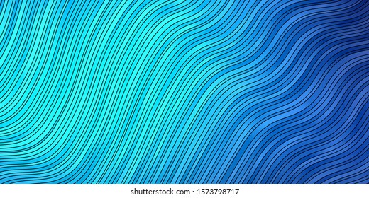 Light BLUE vector template with wry lines. Colorful illustration in circular style with lines. Pattern for commercials, ads.