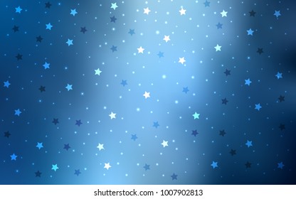 Light BLUE vector texture with beautiful stars. Stars on blurred abstract background with gradient. Smart design for your business advert.