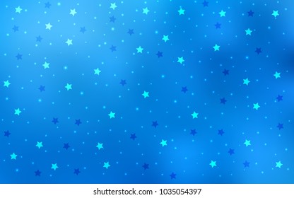 Light BLUE vector texture with beautiful stars. Blurred decorative design in simple style with stars. The pattern can be used for new year ad, booklets.