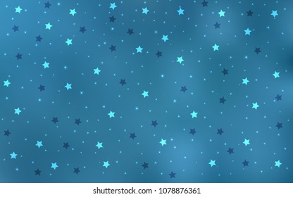 Light BLUE vector texture with beautiful stars. Decorative shining illustration with stars on abstract template. Best design for your ad, poster, banner.