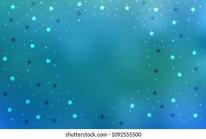 Light BLUE vector texture with beautiful stars. Blurred decorative design in simple style with stars. The template can be used as a background.