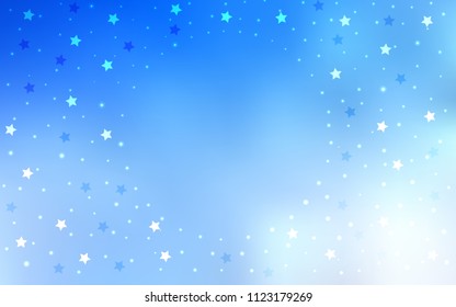 Light BLUE vector texture with beautiful stars. Blurred decorative design in simple style with stars. The pattern can be used for new year ad, booklets.