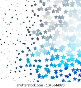 Light BLUE vector texture with beautiful stars. Shining colorful illustration with small and big stars. Theme for cell phones.