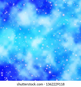 Light BLUE vector texture with beautiful stars. Shining colorful illustration with small and big stars. Theme for cell phones.