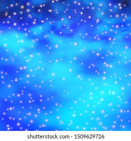 Light BLUE vector texture with beautiful stars. Shining colorful illustration with small and big stars. Theme for cell phones.
