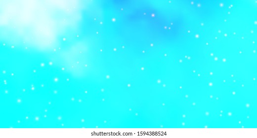 Light BLUE vector texture with beautiful stars. Blur decorative design in simple style with stars. Pattern for new year ad, booklets.