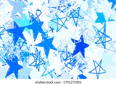 Light BLUE vector texture with beautiful stars. Shining colored illustration with stars. Smart design for your business advert.