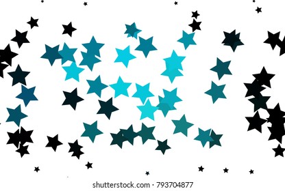 Light BLUE vector texture with beautiful stars. Decorative shining illustration with stars on abstract template. The pattern can be used for new year ad, booklets.