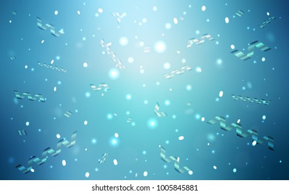 Light BLUE vector texture with birthday confetti. Beautiful colored illustration with ribbon in celebration style. The template can be used as a background for postcards.