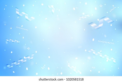 Light BLUE vector texture with birthday confetti. Confetti on blurred abstract background with colorful gradient. The pattern can be used for birthday gifts, congratulations.