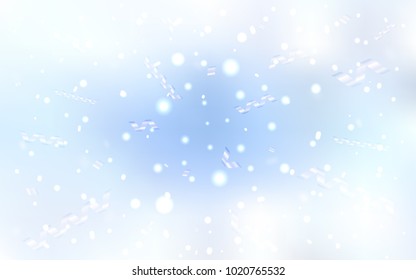 Light BLUE vector texture with birthday confetti. Blurred decorative design in anniversary style with confetti. New design for ad, poster, banner of your Party.