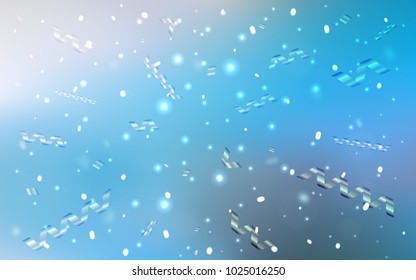 Light BLUE vector texture with birthday confetti. Confetti on blurred abstract background with colorful gradient. The pattern can be used for carnival, festival leaflets.