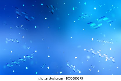 Light BLUE vector texture with birthday confetti. Decorative shining illustration with ribbons on abstract template. The pattern can be used for birthday gifts, congratulations.