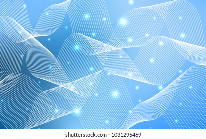 Light BLUE vector texture with birthday confetti. Decorative shining illustration with ribbons on abstract template. New design for ad, poster, banner of your Party.