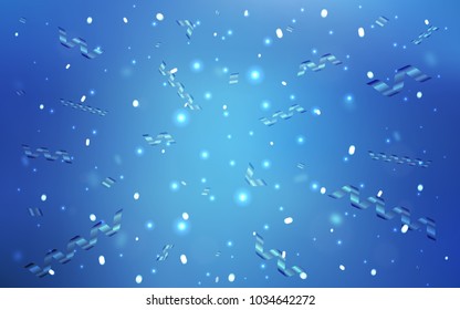 Light BLUE vector texture with birthday confetti. Beautiful colored illustration with ribbon in celebration style. New design for ad, poster, banner of your Party.