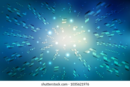 Light BLUE vector texture with birthday confetti. Glitter abstract illustration with colorful confetti, ribbons. The pattern can be used for new year ad, booklets.