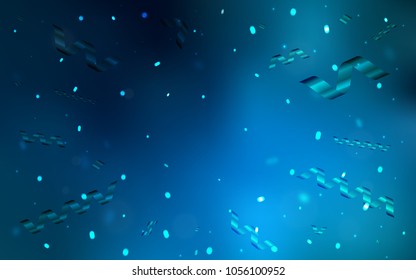 Light BLUE vector texture with birthday confetti. Glitter abstract illustration with colorful confetti, ribbons. The template can be used as a background for postcards.