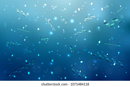 Light BLUE vector texture with birthday confetti. Beautiful colored illustration with ribbon in celebration style. New design for ad, poster, banner of your Party.