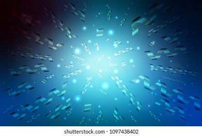 Light BLUE vector texture with birthday confetti. Beautiful colored illustration with ribbon in celebration style. The pattern can be used for birthday gifts, congratulations.