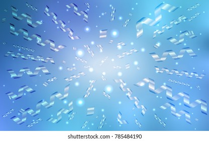 Light BLUE vector texture with birthday confetti. Modern geometrical abstract illustration with carnival ribbons. The pattern can be used for new year ad, booklets.