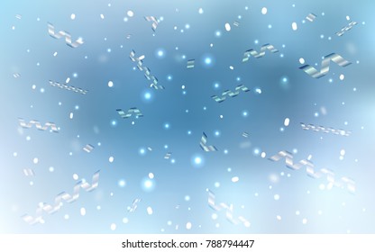 Light BLUE vector texture with birthday confetti. Beautiful colored illustration with ribbon in celebration style. The pattern can be used for new year ad, booklets.