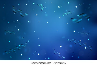 Light BLUE vector texture with birthday confetti. Blurred decorative design in anniversary style with confetti. New design for ad, poster, banner of your Party.