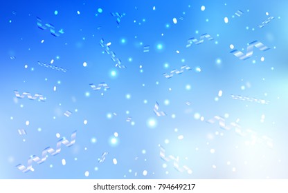 Light BLUE vector texture with birthday confetti. Beautiful colored illustration with ribbon in celebration style. The pattern can be used for carnival, festival leaflets.