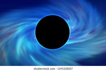 Light BLUE vector texture with a black hole, galaxy. Decorative design in space style with a black hole. Backdrop for Black Friday promotions.