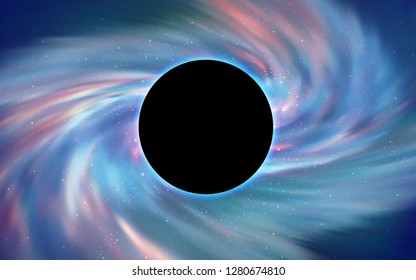 Light BLUE vector texture with a black hole, galaxy. Colorful illustration of a black hole on a starry backdrop. Backdrop for ads, leaflets of Black Friday.