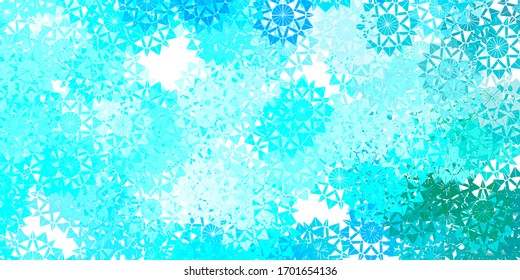 Light BLUE vector texture with bright snowflakes. Colorful snow elements in decorative christmas style. New year websites pattern.