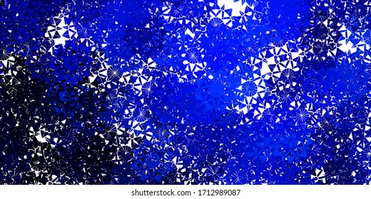 Light BLUE vector texture with bright snowflakes. Colorful snow elements in decorative christmas style. Poster, banner  for New year design.