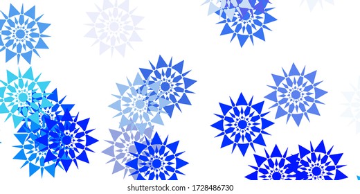 Light blue vector texture with bright snowflakes. Smart geometrical abstract illustration with ice, snow. New year leaflet pattern.
