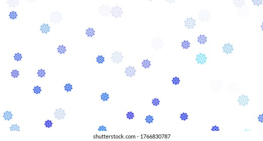 Light blue vector texture with bright snowflakes. Colorful abstract illustration with snowflakes. Poster, banner  for New year design.