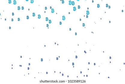 Light BLUE vector texture with colored Bitcoin signs. Colored symbols of cryptocurrency on white background. Template can be used as a background for ads of markets, loans.